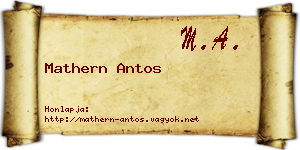 Mathern Antos névjegykártya